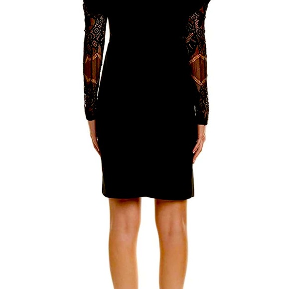 NWT Betsey Johnson Women’s Stretch Crepe Dress with Lace Sleeves - Picture 3 of 9